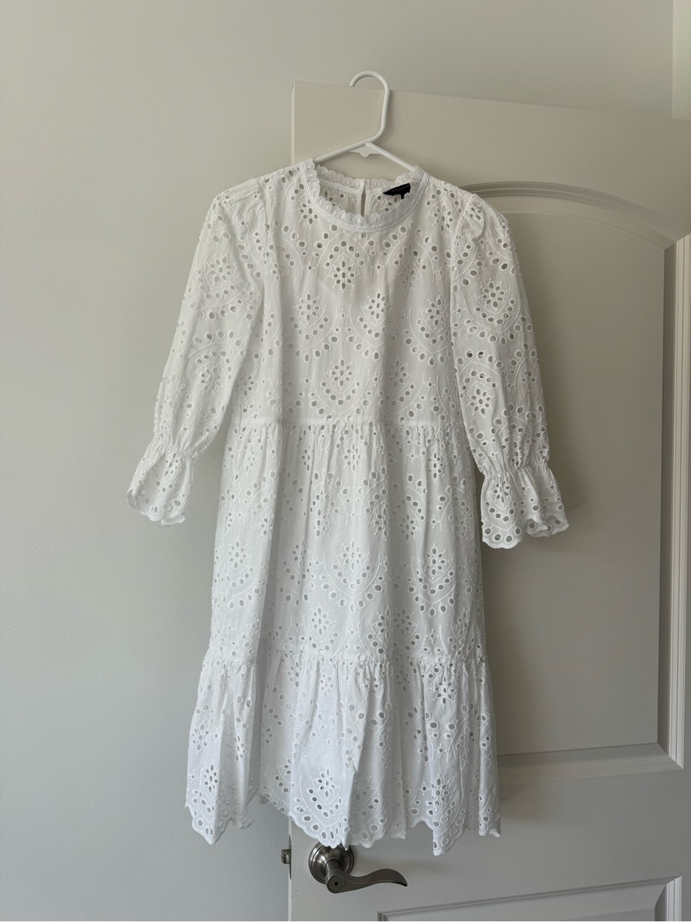 Banana Republic White Eyelet Tiered Dress